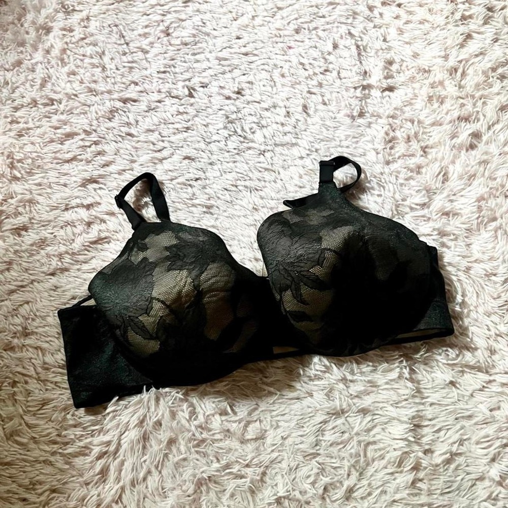 Black Lace Whimsygoth Lightly Padded Wireless Smoothing Bra‎ Womens 44DDD Sexy